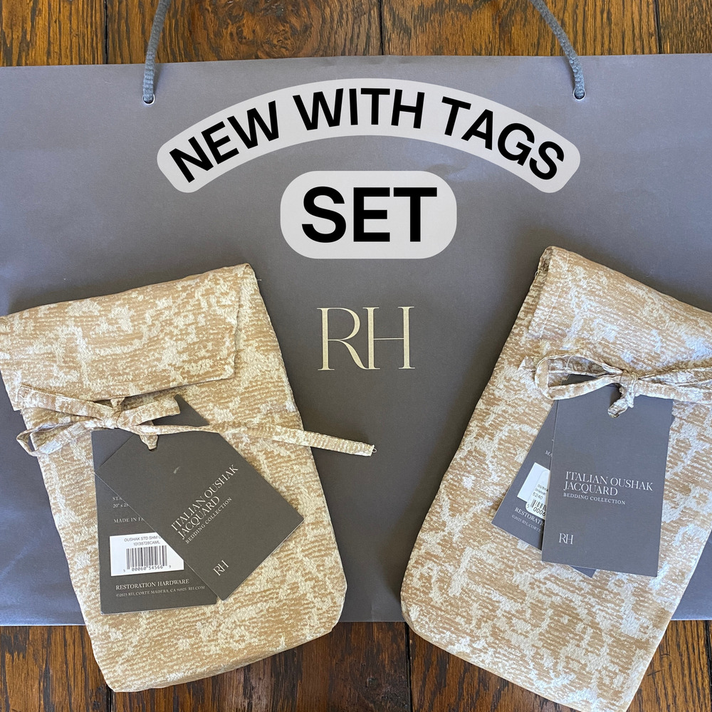 NWT 2 Restoration Hardware Italian Oushak  Jacquard Standard Shams New with Tags
